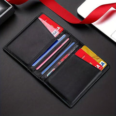 Men's Leather Card Holder with Multiple Card Slots and ID Holder
