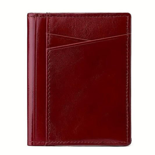 Men's Leather Card Holder with Multiple Card Slots and ID Holder