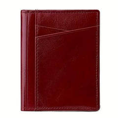 Men's Leather Card Holder with Multiple Card Slots and ID Holder