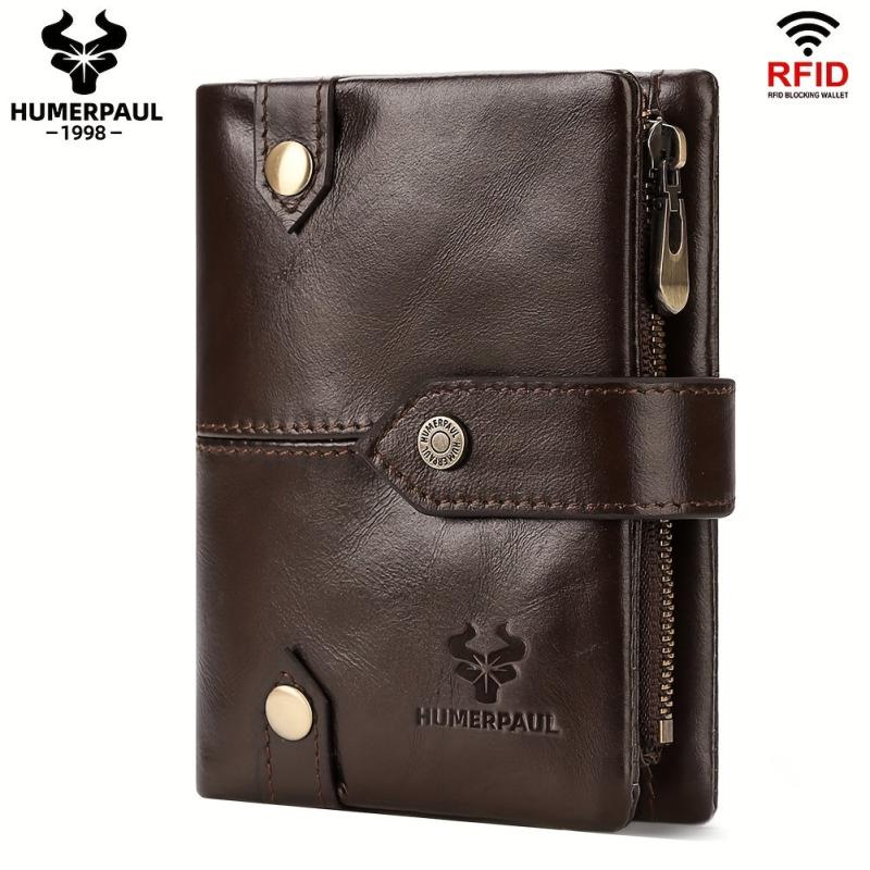 RFID Leather Man Wallet Bifold Zip Coin Purse Clutches