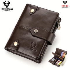 RFID Leather Man Wallet Bifold Zip Coin Purse Clutches