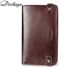 Men's Leather Bifold Long Wallet Buckle Retro Coin Purse Card Holder
