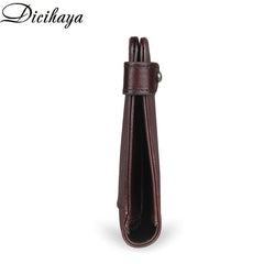 Men's Leather Bifold Long Wallet Buckle Retro Coin Purse Card Holder