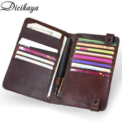 Men's Leather Bifold Long Wallet Buckle Retro Coin Purse Card Holder