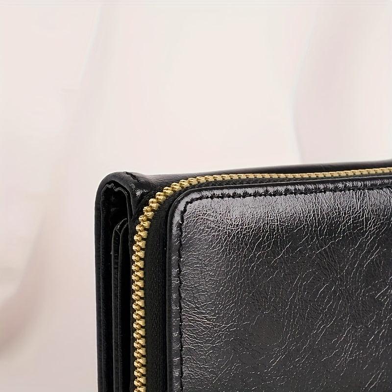 Men's Leather Zipper Handbag Clutch Large Capacity Wallet