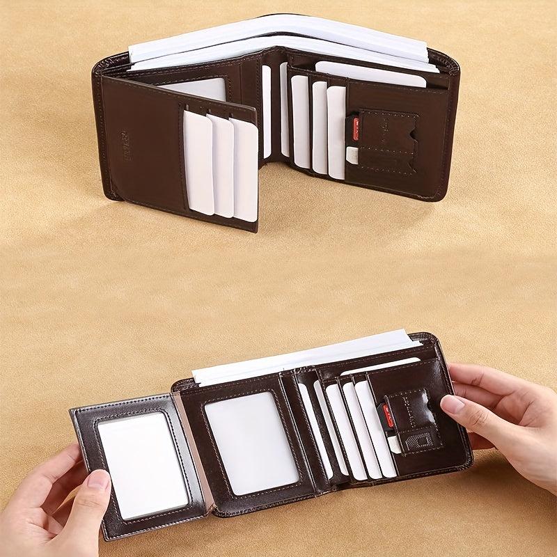 Men's Leather Three fold Wallet Driving Leather Cover Card Bag