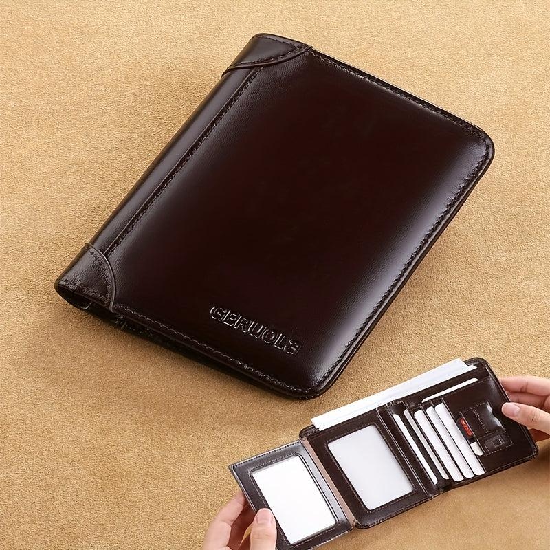 Men's Leather Three fold Wallet Driving Leather Cover Card Bag