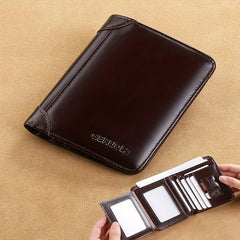 Men's Leather Three fold Wallet Driving Leather Cover Card Bag