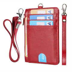 Men's Mini Slim RFID Blocking Wallet with Neck Lanyard & Wrist Strap