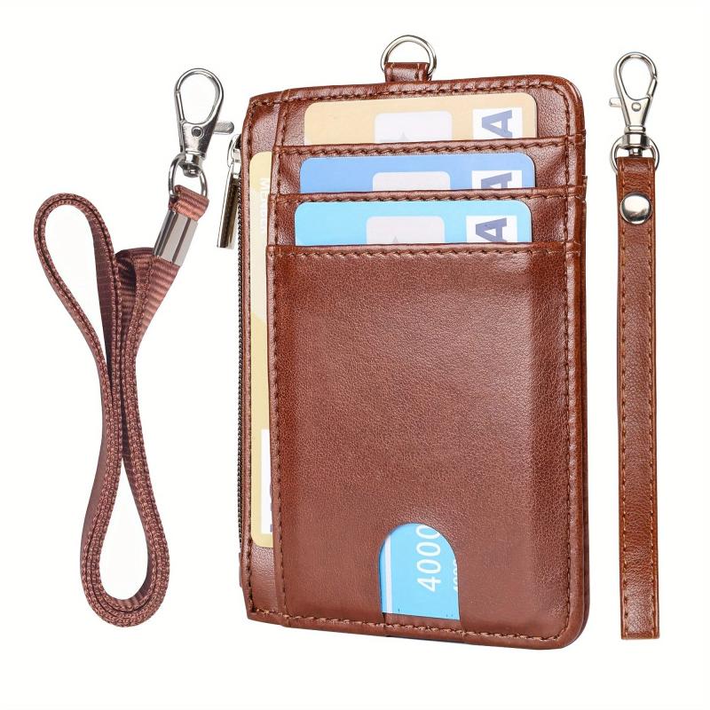 Men's Mini Slim RFID Blocking Wallet with Neck Lanyard & Wrist Strap