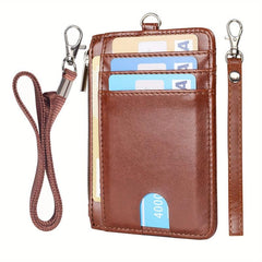 Men's Mini Slim RFID Blocking Wallet with Neck Lanyard & Wrist Strap