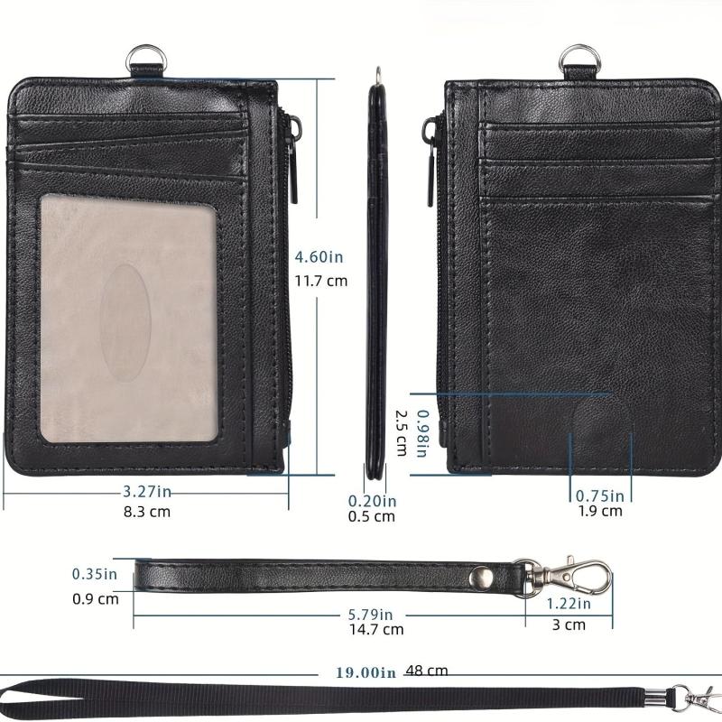 Men's Mini Slim RFID Blocking Wallet with Neck Lanyard & Wrist Strap