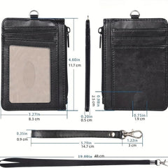 Men's Mini Slim RFID Blocking Wallet with Neck Lanyard & Wrist Strap
