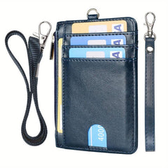 Men's Mini Slim RFID Blocking Wallet with Neck Lanyard & Wrist Strap