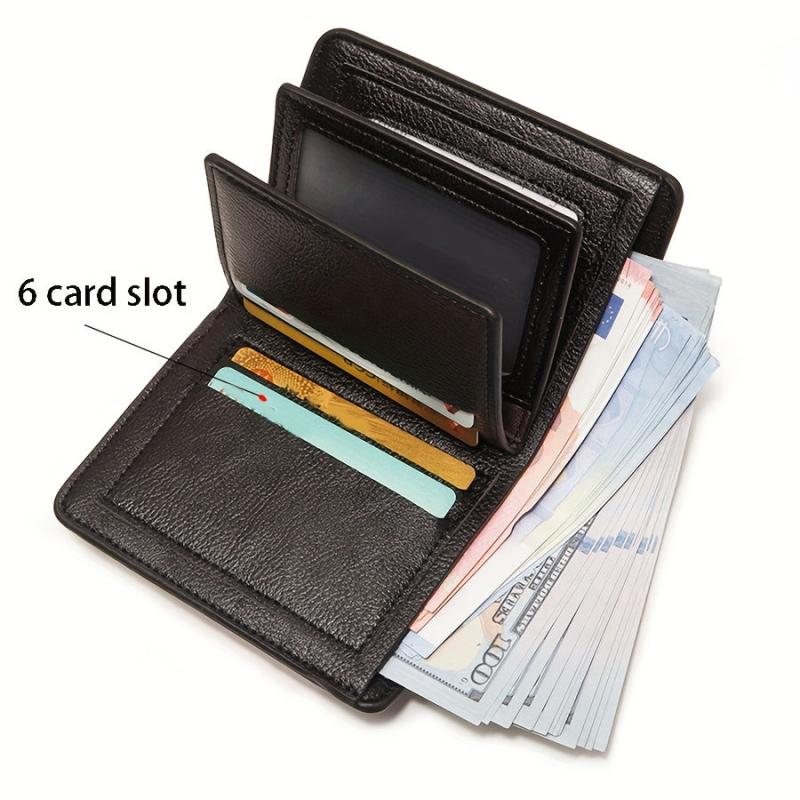 Men's Zipper Vertical Wallet Solid Coin Purse Large Capacity Leather Wallet