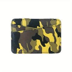Men's Casual Camo Card Holder Zipper Coin Purse Flap Thin Card Holder
