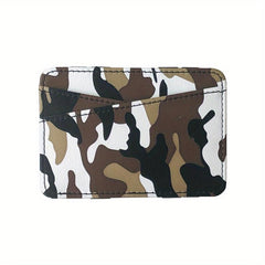 Men's Casual Camo Card Holder Zipper Coin Purse Flap Thin Card Holder