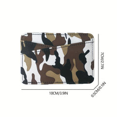 Men's Casual Camo Card Holder Zipper Coin Purse Flap Thin Card Holder