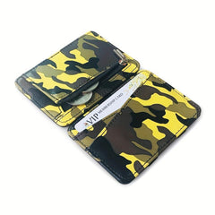 Men's Casual Camo Card Holder Zipper Coin Purse Flap Thin Card Holder