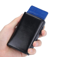 Men's Automatic RFID Card Holder Anti-theft Brush Aluminum Alloy