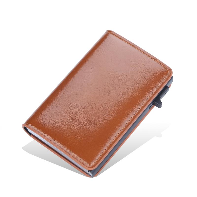 Men's Automatic RFID Card Holder Anti-theft Brush Aluminum Alloy