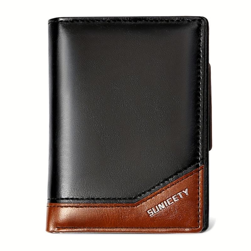 Men's PU Leather Zip Wallet Card Holder Coin Purse Money Clip