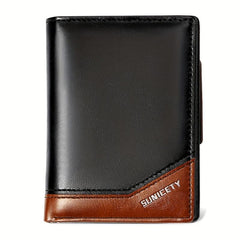 Men's PU Leather Zip Wallet Card Holder Coin Purse Money Clip
