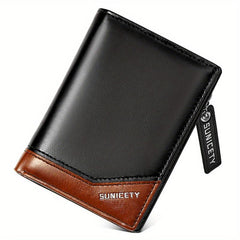 Men's PU Leather Zip Wallet Card Holder Coin Purse Money Clip