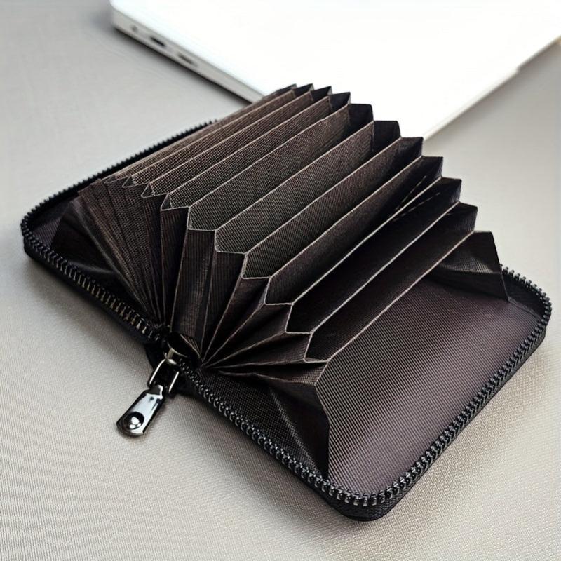 Gray Canvas Business Card Holder for Men with 12 Card Slots and ID Holder