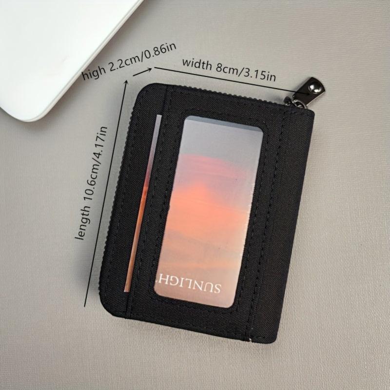 Gray Canvas Business Card Holder for Men with 12 Card Slots and ID Holder