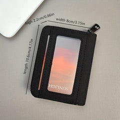 Gray Canvas Business Card Holder for Men with 12 Card Slots and ID Holder