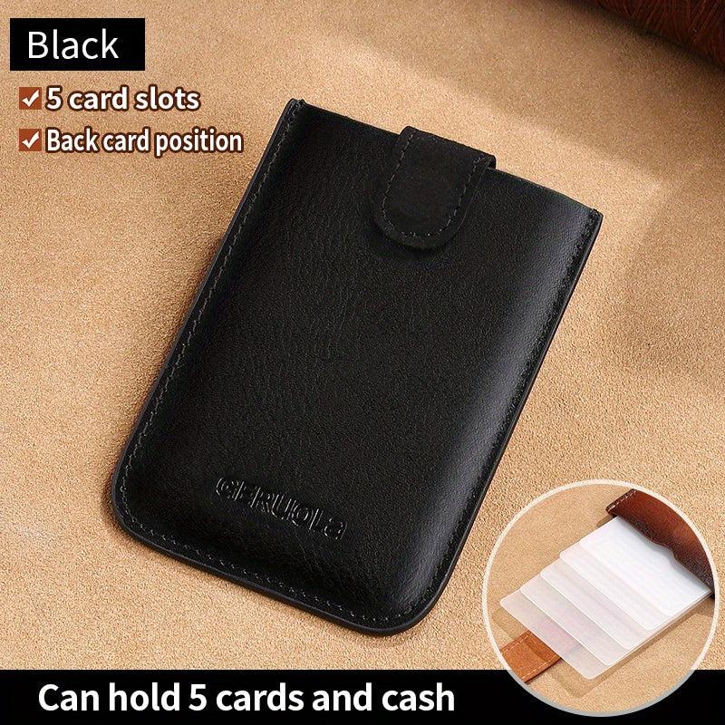 Men's Leather Card Holder Magnetic Suction Anti-magnetic Bank Bus Card Slot