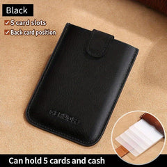 Men's Leather Card Holder Magnetic Suction Anti-magnetic Bank Bus Card Slot