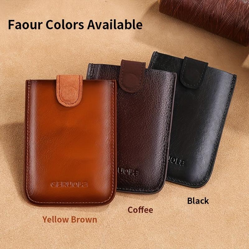 Men's Leather Card Holder Magnetic Suction Anti-magnetic Bank Bus Card Slot
