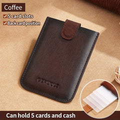 Men's Leather Card Holder Magnetic Suction Anti-magnetic Bank Bus Card Slot