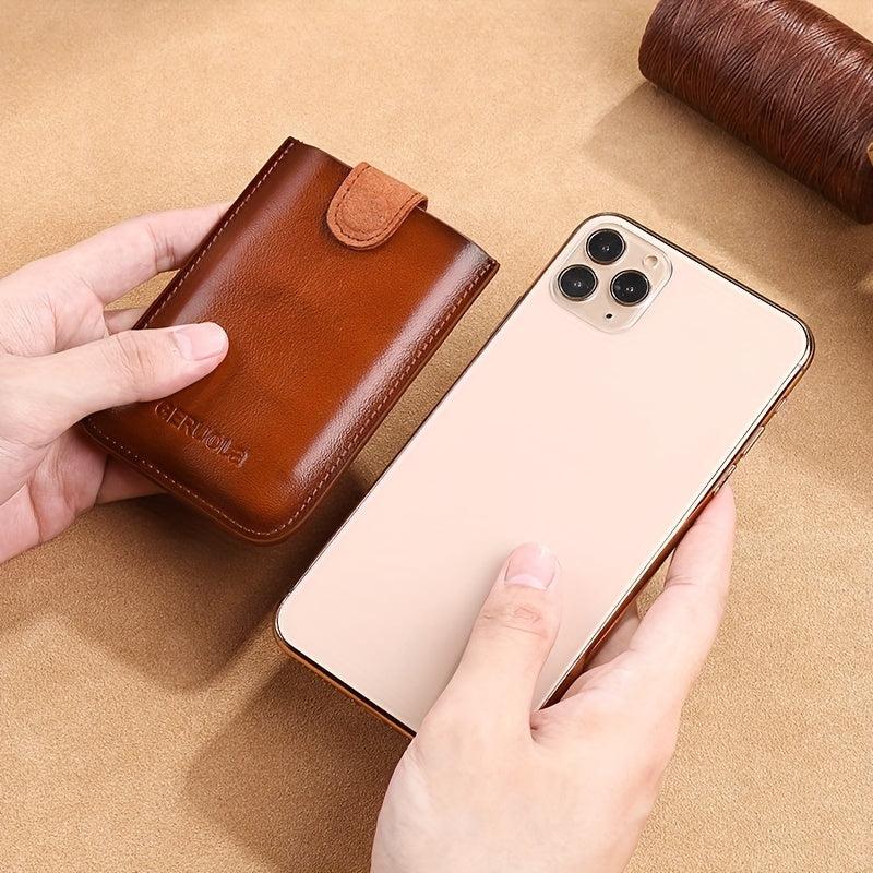 Men's Leather Card Holder Magnetic Suction Anti-magnetic Bank Bus Card Slot