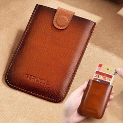 Men's Leather Card Holder Magnetic Suction Anti-magnetic Bank Bus Card Slot