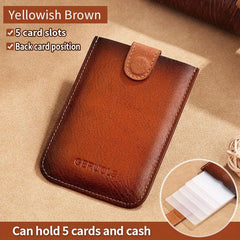 Men's Leather Card Holder Magnetic Suction Anti-magnetic Bank Bus Card Slot