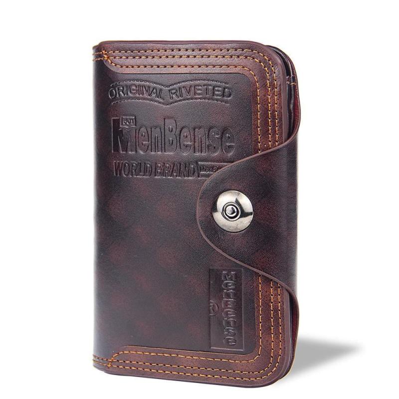 Men's Short Wallet with Magnetic Buckle Large Capacity