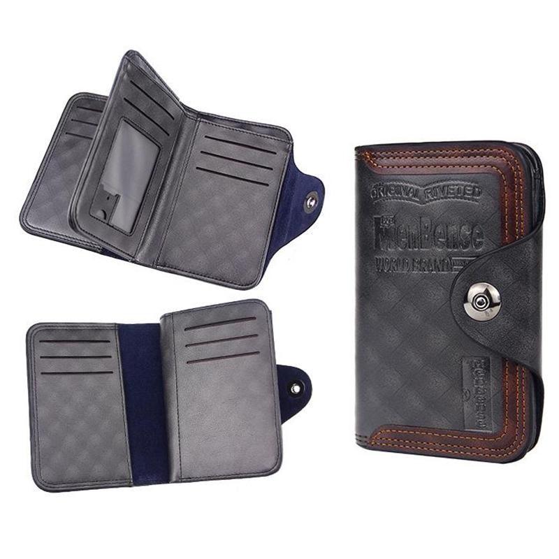 Men's Short Wallet with Magnetic Buckle Large Capacity