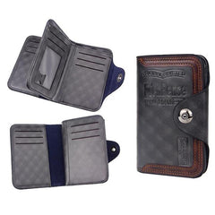 Men's Short Wallet with Magnetic Buckle Large Capacity