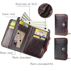 Men's Short Wallet with Magnetic Buckle Large Capacity