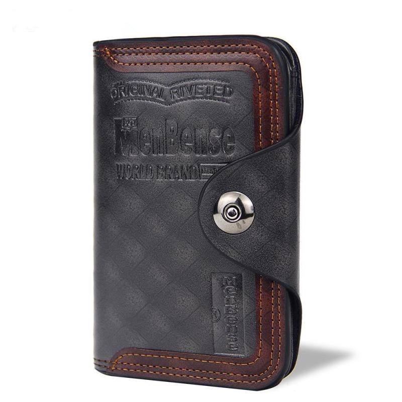 Men's Short Wallet with Magnetic Buckle Large Capacity