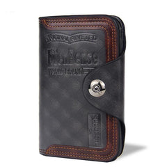 Men's Short Wallet with Magnetic Buckle Large Capacity