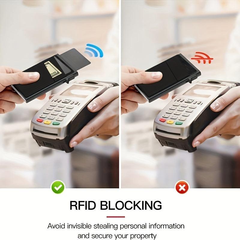 Men's Auto Pop Up Card Holder w/ Coin Purse RFID Blocking