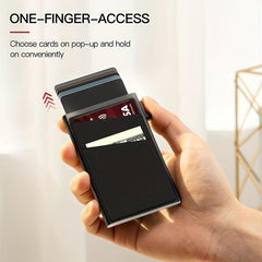 Men's Auto Pop Up Card Holder w/ Coin Purse RFID Blocking