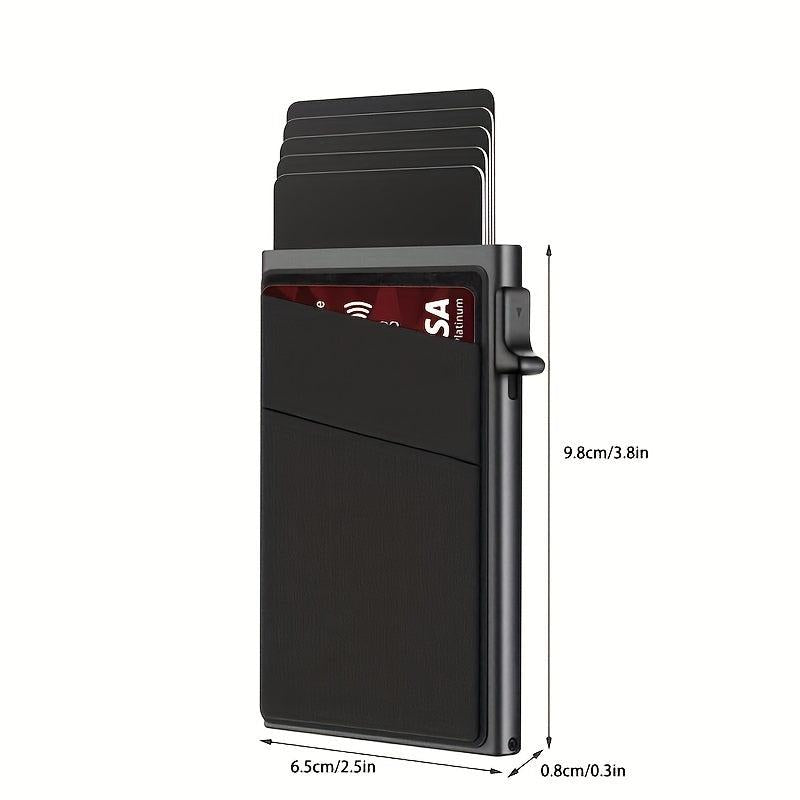 Men's Auto Pop Up Card Holder w/ Coin Purse RFID Blocking