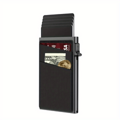 Men's Auto Pop Up Card Holder w/ Coin Purse RFID Blocking