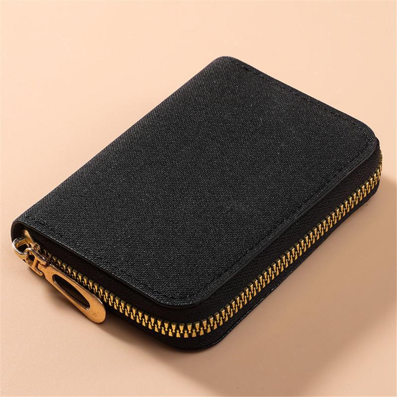 Men Business Card Holder Wallet gray Canvas 20 Slots