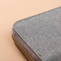 Men Business Card Holder Wallet gray Canvas 20 Slots